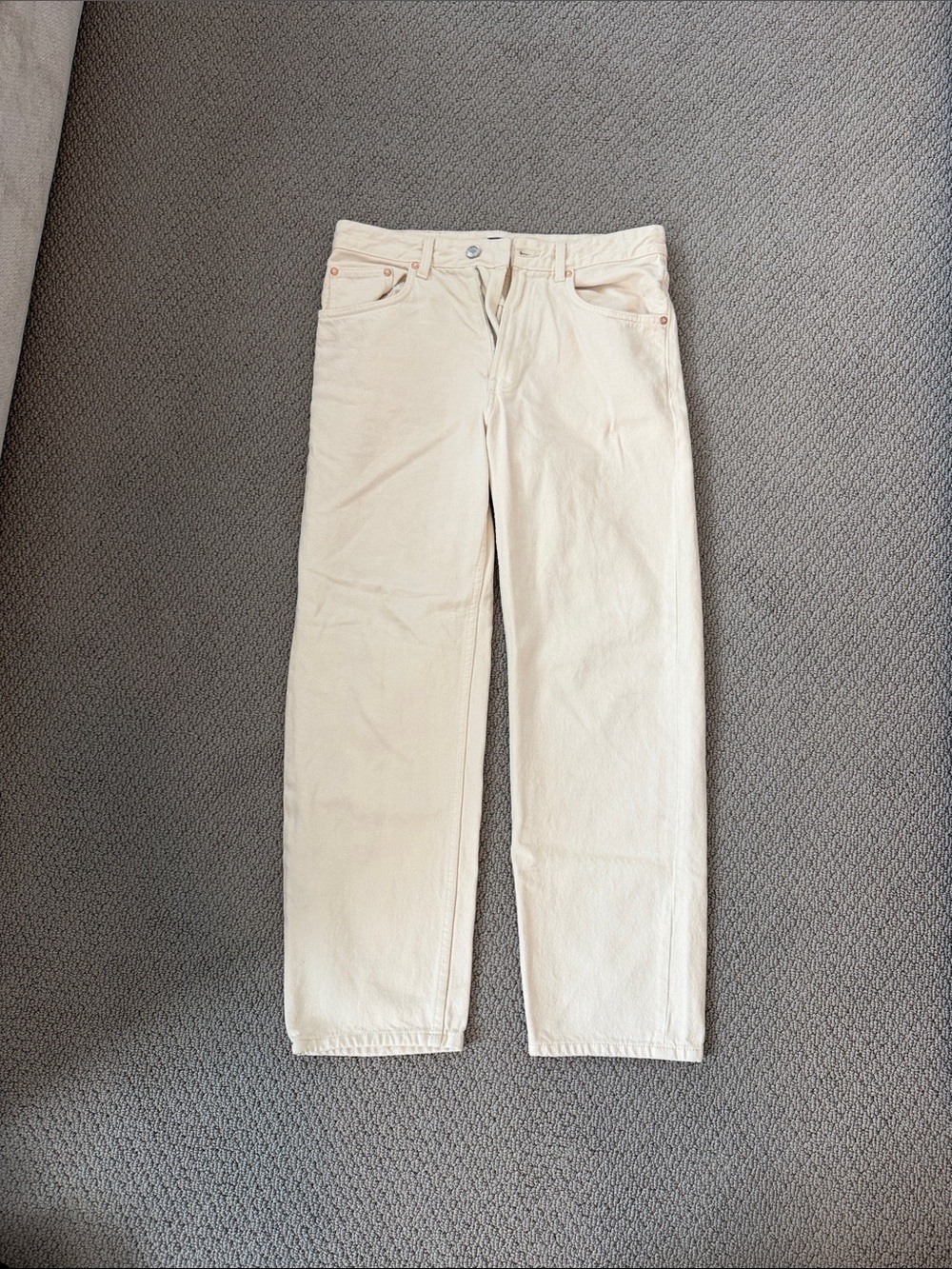 Men's Cream Straight-Leg Jeans